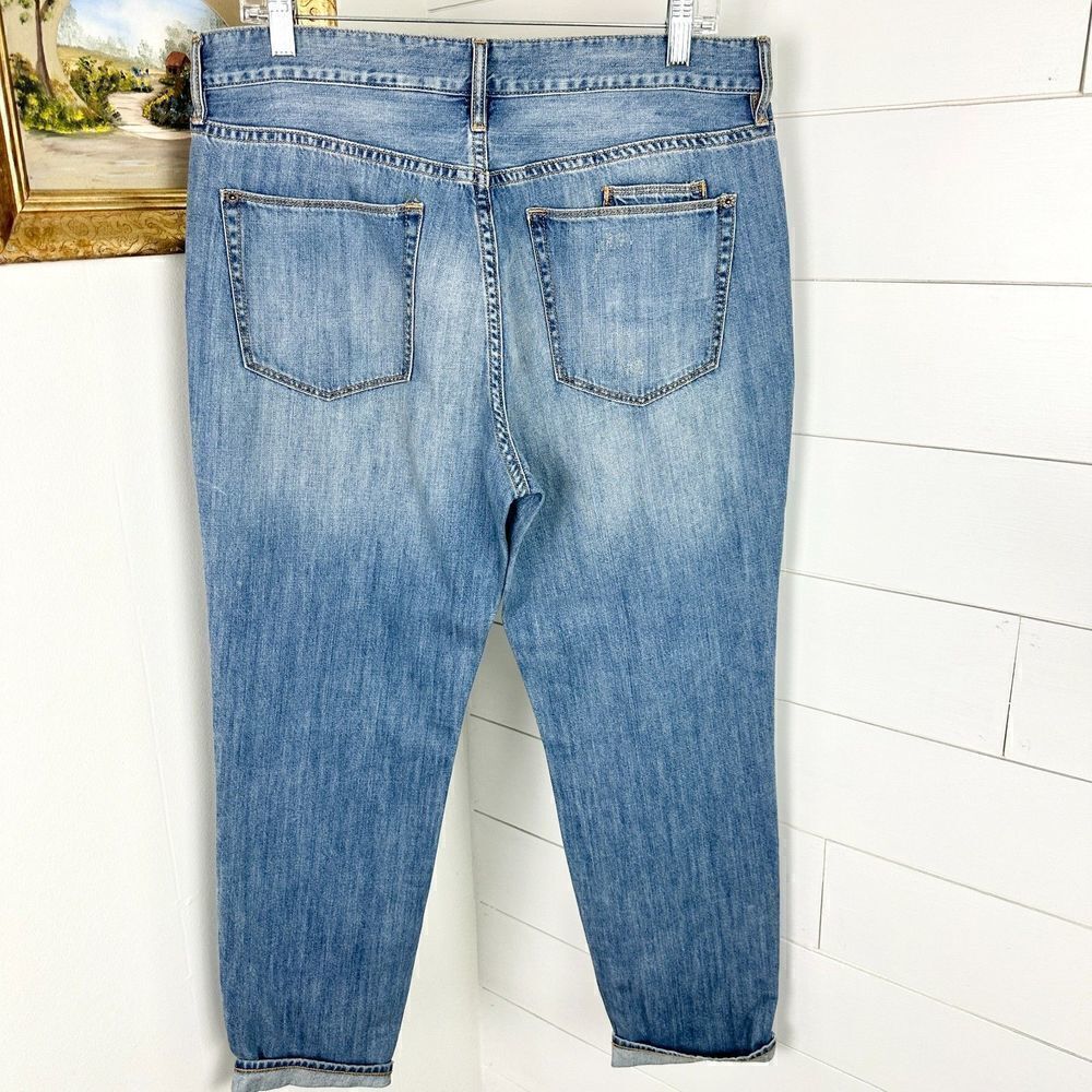 J. Crew Straight Leg Cuffed Jeans Size 30 NWT Distressed Medium Wash - Picture 2 of 7